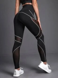 Yoga Future Mesh Panel Topstitching Sports Leggings