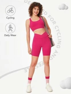 GLOWMODE 8" FeatherFit™ Crossover Biker Shorts Breathable Cycling Running Gym Workout