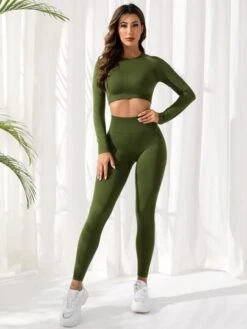 Yoga Basic 2pcs Seamless Mono Yoga Fitness Set Raglan Sleeve Sports Tee & Scrunch Butt Leggings -Sculptive Wear 16717728381a55613e30ddacc1fdfc07df2ab71ef8 thumbnail 405x552