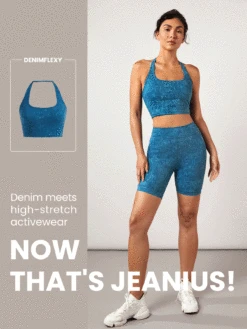 GLOWMODE DenimFlexy Hottie Halter Stretchy Sports Bra -Sculptive Wear 1683181843562ba4d611ca363136695ca65e89b90c