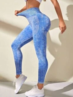 Yoga Trendy Tie Dye Wideband Waist Sports Leggings
