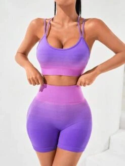 Yoga Party Ombre Crisscross Back Wideband Waist Sports Set -Sculptive Wear 1686652720eb1e5a197814f61dfc82f17edd1bbe83 thumbnail 405x552