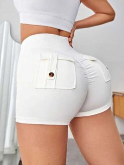Wideband Waist Flap Pocket Ruched Back Sports Shorts -Sculptive Wear 168783106004ebaede6139f623fdde35b82df2a66f thumbnail 405x552