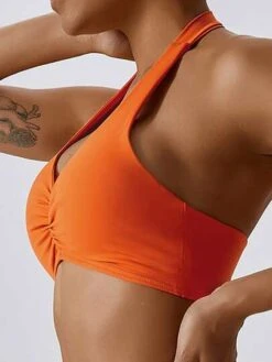 Ruched Front Halter Neck Backless Sports Bra -Sculptive Wear 16880107695eac399a63ba44e83b007ef1bcecbb1e thumbnail 405x552