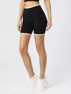 Contrast Binding Sports Shorts With Phone Pocket