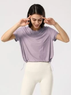 Drawstring Hem Sports Tee -Sculptive Wear 16880226412c34171e97b369ddd53a8564c6af1ad0 thumbnail 405x552