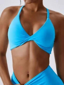 Solid Cut Out Back Sports Bra