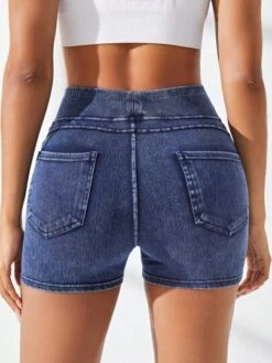Solid Skinny Denim Sports Shorts -Sculptive Wear 1688282346b75c1e6bc47514ea1b5e639ebb32b092 thumbnail 405x552