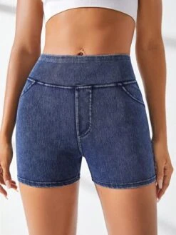 Solid Skinny Denim Sports Shorts -Sculptive Wear 168828234957e33caef3200592bbc2ad207d8543a1 thumbnail 405x552