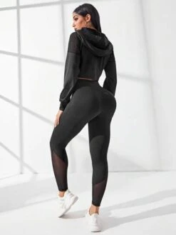 Letter Graphic Raglan Sleeve Hooded Sports Set