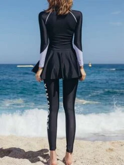 2023 New Swimsuit Surfing Suit 3Pcs Set Letter Graphic Zip Up Peplum Top & Pants & Leggings -Sculptive Wear 168828475749c4a20f7cb1e1a14ea554f1a53ad835 thumbnail 405x552