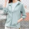 Women's Full Zip Upf 50+ Sun Protection Jacket With Pockets, Hooded Cool Shirt For Hiking Outdoor Performance, Mint Green -Sculptive Wear 168830726755660f655f98682f118b95a7709cdc75 square thumbnail 405x552