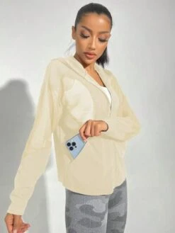 Solid Zip Up Hooded Sports Jacket -Sculptive Wear 16883484113fef1c05fadce0d1a5486597a882be30 thumbnail 405x552