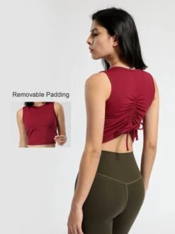 Women's Yoga & Fitness Workout Tank Top With Drawstring Back & Ruched Detail -Sculptive Wear 16883756981d519415283c091916237e97aa487b6f thumbnail 405x552