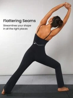 GLOWMODE FeatherFit™ Low-Cut Neck Flare Jumpsuit -Sculptive Wear 16883868776017dc79b2cfe4246f0cb9224ddc6841 thumbnail 405x552