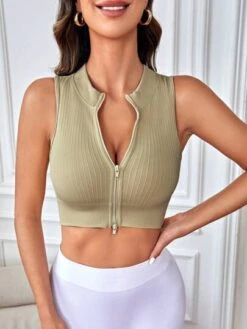 Zip Up Crop Sports Tank Top -Sculptive Wear 1688455215ae6461e947cfaf3a39a2c4fab3da701e thumbnail 405x552