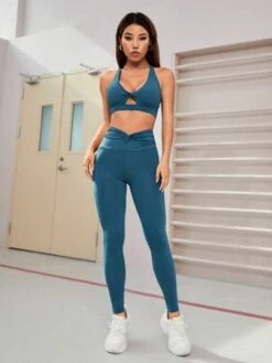 Twist Front Cut Out Sports Leggings -Sculptive Wear 16884793419b991fda72ad7e35c01a3ee833ccf27c thumbnail 405x552