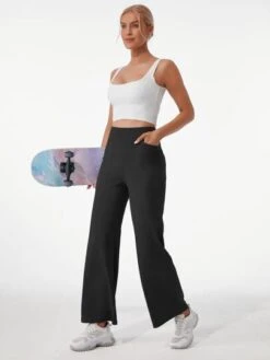 Women's High Waisted Wide Leg Sports Pants With Pockets -Sculptive Wear 1688538298a0b7998a0d136ab6d34efc0e09af2603 thumbnail 405x552