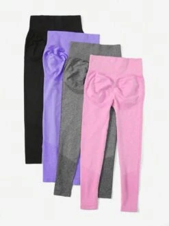 4pcs Seamless High Stretch Wideband Waist Sports Leggings