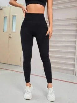 Solid Wideband Waist Sports Leggings -Sculptive Wear 1688561050a8a669487f8ba52b40f50a93dd2d91e0 thumbnail 405x552