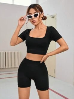 Solid Sports Tee & Biker Shorts -Sculptive Wear 1688627830231fe21831f5d68ba796f9b1b5e0b20c thumbnail 405x552