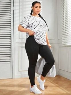 Plus Allover Print Drop Shoulder Sports Tee -Sculptive Wear 16886299693c2b78f899c834ae9fe5ec72ecad540c thumbnail 405x552