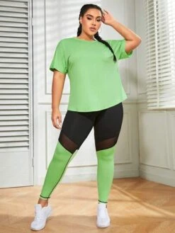 Plus Two Tone Mesh Insert Batwing Sleeve Sports Set -Sculptive Wear 16886313389ef15cabf4993b5eb0f1a9cd5b1908a8 thumbnail 405x552