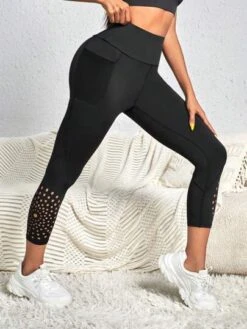 Hollow Out Phone Pocket Side Wideband Waist Sports Leggings -Sculptive Wear 1688631576eec9c5158941242549ae903d52c0a3fe thumbnail 405x552