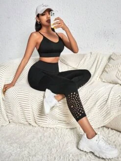Hollow Out Phone Pocket Side Wideband Waist Sports Leggings -Sculptive Wear 16886315784fe1a07d290d046bf83f6cffc2b22ee0 thumbnail 405x552