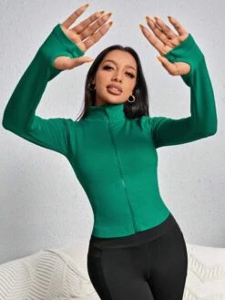 Zip Up Thumbholes Crop Sports Jacket -Sculptive Wear 1688631657c81d67b2cb36e1c32a8c4de86cf852c2 thumbnail 405x552