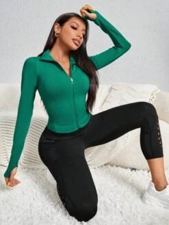 Zip Up Thumbholes Crop Sports Jacket -Sculptive Wear 168863165991f34d4ce9735b644b56d8e2d0b3116d thumbnail 405x552