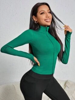 Zip Up Thumbholes Crop Sports Jacket -Sculptive Wear 16886316622ccaa59074588e41f5ab8c4cc80e2ff5 thumbnail 405x552