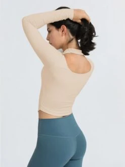 Fake Two Pieces Hanging Neck Running Sports Yoga Suit Long Sleeve T-shirt -Sculptive Wear 16886326767df7e0047b9cc1caa06a811f4b05ce63 thumbnail 405x552