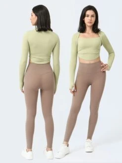 Fake 2 Piece Ruched Running Fitness Yoga Sports Long Sleeve T-shirt -Sculptive Wear 1688633178ec2e815a9c75a2396bf87afe6be126ad thumbnail 405x552