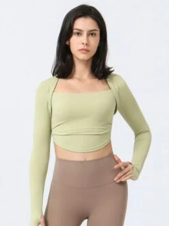 Fake 2 Piece Ruched Running Fitness Yoga Sports Long Sleeve T-shirt -Sculptive Wear 1688633178ee0d35d0fd39e306a949d24d88a144bc thumbnail 405x552