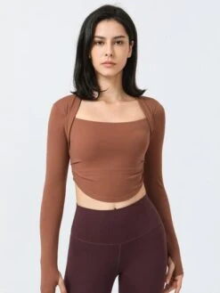 Fake Two-piece Folds Running Fitness Yoga Sports Long Sleeve T-shirt -Sculptive Wear 1688633189dd38dcd5a29bcc95102775a12dfdb6c7 thumbnail 405x552