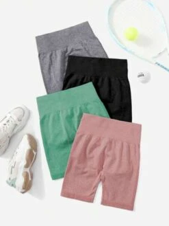 4pcs Seamless High Stretch Scrunch Butt Sports Shorts