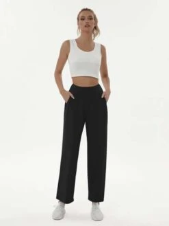 Ladies Yoga High Waist Pocket Slit Wide Leg Sports Pants -Sculptive Wear 1688718869e083e569e5814c5beb2b188aa6bcce47 thumbnail 405x552