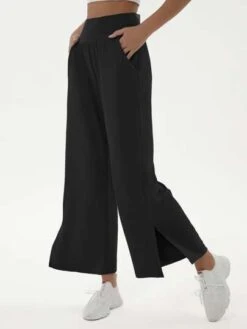 Ladies Yoga High Waist Pocket Slit Wide Leg Sports Pants -Sculptive Wear 168871892353abdb74c17bb9dc4e13bcfb952d70be thumbnail 405x552