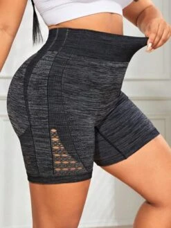 Plus Space Dye Hollow Out Wideband Waist Sports Shorts -Sculptive Wear 1688721149af3b4e77498fb57f9e248c6fb8ffc27e thumbnail 405x552