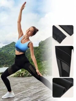 SHEIN Leisure Hollow Out Wideband Waist Sports Leggings -Sculptive Wear 168872877716aec097327920a169e10ec3744b3753 thumbnail 405x552