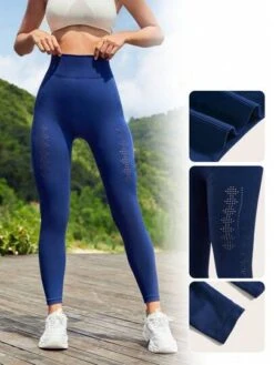 SHEIN Leisure Seamless Hollow Out Wideband Waist Sports Leggings