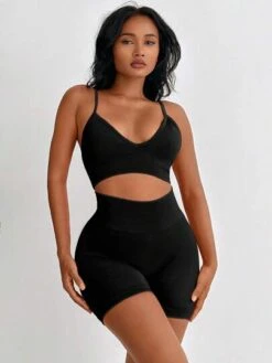 2pcs Seamless Yoga Set Sports Suit Ribbed Knit Tank Wide Waistband Tummy Control Shorts -Sculptive Wear 1688799819712b0e59e4c2c2ce4389849cbe937ab1 thumbnail 405x552