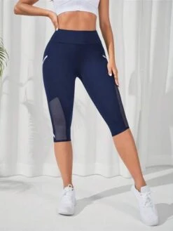 Contrast Mesh Insert Capri Sports Leggings -Sculptive Wear 168880715629dcb2bc3c235e216ef5f654a24113e4 thumbnail 405x552