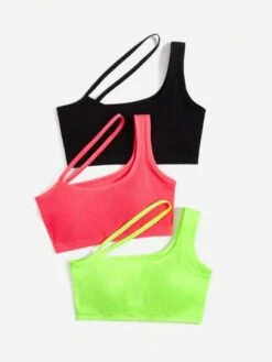 3pcs Solid Asymmetrical Neck Seamless Sports Bra -Sculptive Wear 1688957495264905000afe177193c0cbc3653c7a53 thumbnail 405x552