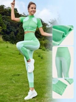 SHEIN Leisure High Stretch Colorblock Wideband Waist Sports Leggings -Sculptive Wear 16889729415f740b7713a56da4fb98a5d751754de5 thumbnail 405x552