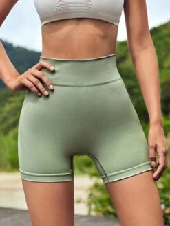 SHEIN Leisure Solid Ribbed Knit Sports Shorts -Sculptive Wear 168897298530a6b72aabf5dc07144a181035d71a5a thumbnail 405x552
