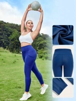 SHEIN Leisure Plus High Stretch Wide Waistband Phone Pocket Side Sports Leggings -Sculptive Wear 1688975185a4fca450cb986898fbb99d8b315c5e50 thumbnail 405x552