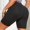 Plus Wideband Waist Sports Shorts With Phone Pocket