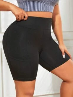 Plus Wideband Waist Sports Shorts With Phone Pocket -Sculptive Wear 16889757797d6e5d4404b37f412be6348ef4d7cce7 thumbnail 405x552